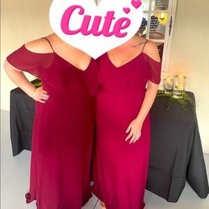 Two Burgundy Bridesmaid Dresses